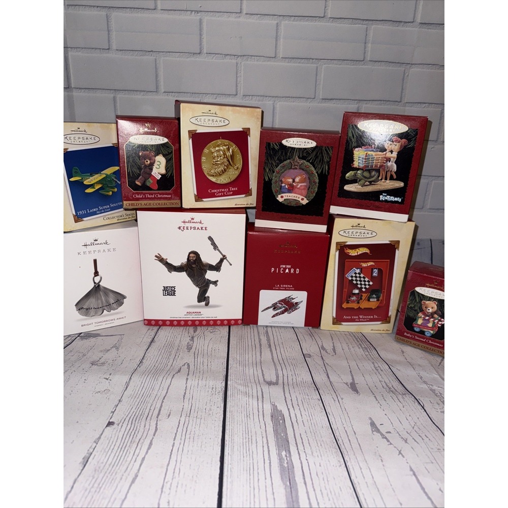 Lot of 10 Hallmark Keepsake Christmas Ornaments Star Trek Aquaman Flintstones